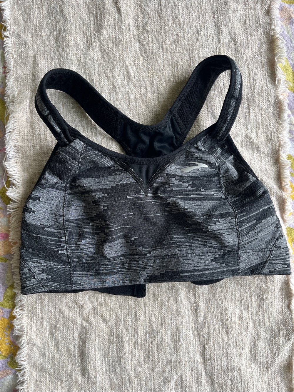 Brooks Black and Gray Patterned High-Support Sports Bra